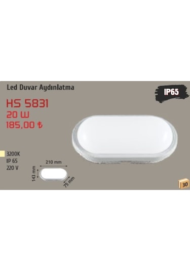 20w Led Duvar Aydınlatma, Günışığı, Beyaz Kasa Hs 5831 Beyaz