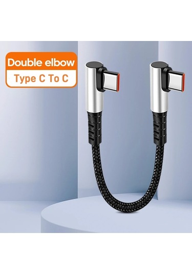 Crouchçift Dirsek Usb-c Kablosu 6a Hızlı Şarj Iphone Uyumlu 15 Android İçin 90 Derece Veri Kablosu Chınabej0.25 M