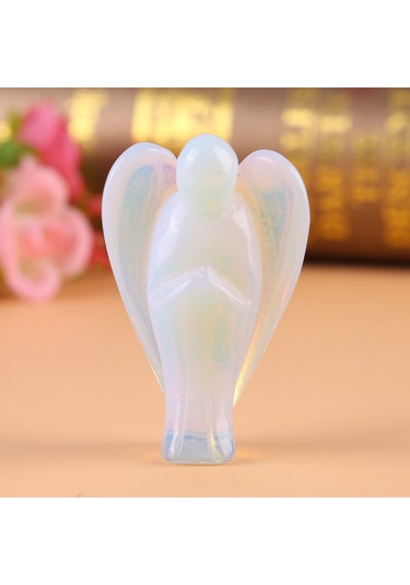 Vkemall 3.8 Cm Saf Opal Melek Heykeli - Enerji Dengeleme, Stres Azaltma Ve Ev Dekorasyonu