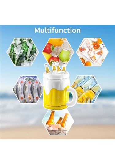 Ulzyvf Şişme Buz Kovası Pvc Bira İçecek Soğuk Kupalar Beyaz Sarı Beyaz - Sarı