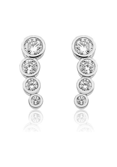 Gümüş 4 Taş Küpe 14 MM Gümüş
