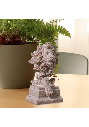 Suntek Magideal Aslan Kafası Heykeli El Sanatları Masa Kumtaşı-rengi