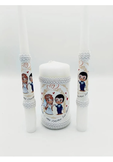 Volsebnyj Suvenir 3 Adet Düğün Mumu 409749303 Beyaz