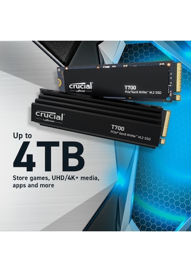 Crucial T700 CT4000T700SSD3 4 TB 12400/11800 MB/S PCIe Gen5 NVMe M.2 SSD