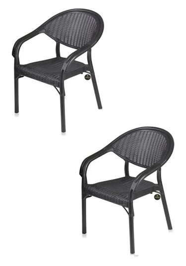 2 Adet Rattan Bambu Pro Koltuk Bahçe Sandalyesi