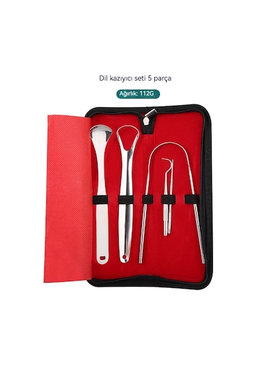 Diş Taşı Sökücü Ağız Bakım Aracı Endoskopik Tıbbi Prob Temizleme Diş Lekeleri Tartar 5 Adet Dil Kazıma Seti