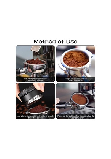 Skycity 51mm Çift Taraflı Çelik Espresso Dağıtıcı Ve Tamper, Ayarlanabilir Derinlikli Kahve Tozu Düzeltici, Delonghi Breville Portafilter Uyumlu Siyah