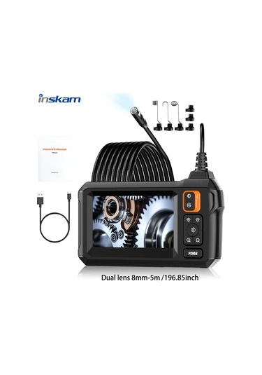 Xuweiwei İnskam 4.3 İnç Çift Lensli 8 Mm 5 M Endüstriyel Borescope Analog Dijital Endoskop Kamera Abs Malzeme Usb Pil Otomotiv Klima Boru Tamiri