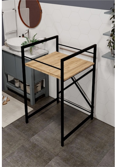 Çamaşır Makinası Ve Kurutma Makinası Rafı Çamaşır Makinası Üstü Banyo Düzenleyici Raf Kahverengi