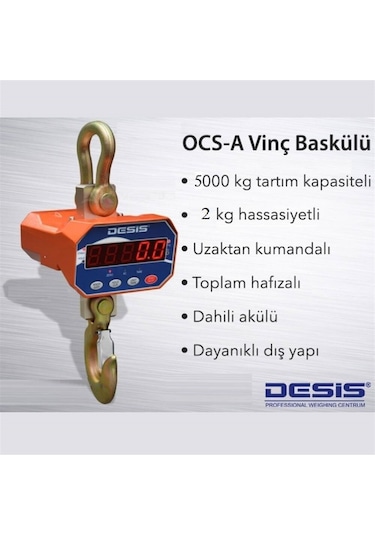 Desis Ocs-a Dijital Vinç Baskülü - Hassasiyet 2 KG. Max 5 Ton