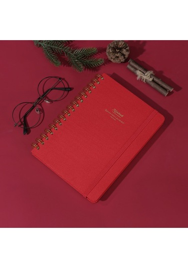 Vj Canvas Sert Kapak Spiralli Defter A5 100gr 160 Sayfa Noktalı Mor Kırmızı