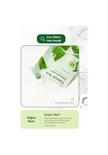 Hassas Ciltlere Özel Yeşil Çay İçeren Yaprak Maske Goodal Green Tea Infused Water Mild Sheet Mask