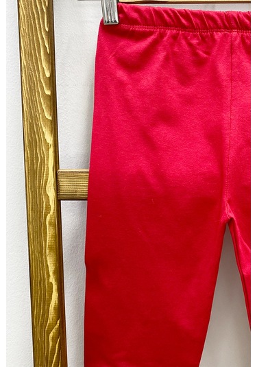 Kız Çocuk Kısa Tayt Düz Renk Beli Lastikli D27 Kırmızı