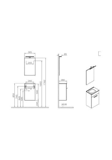 Vitra Mia 75022 Banyo Dolabı Seti Kapaklı 40 Cm Parlak Beyaz Çok Renkli