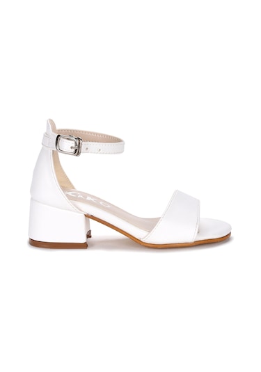 Sheila Cilt Günlük Kız Çocuk 4 Cm Topuklu Sandalet Abiye Ayakkabı Sedef