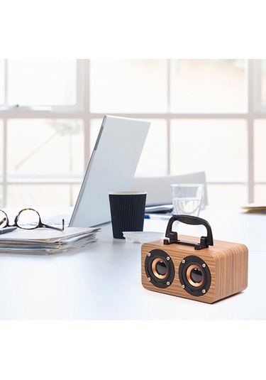 Ranyeek Ahşap Kasa Retro Bluetooth Hoparlör - Fm Radyo, Tf Kart, Aux Desteği, Taşınabilir Tutamak Ve Telefon Tutucu - Ft-4002