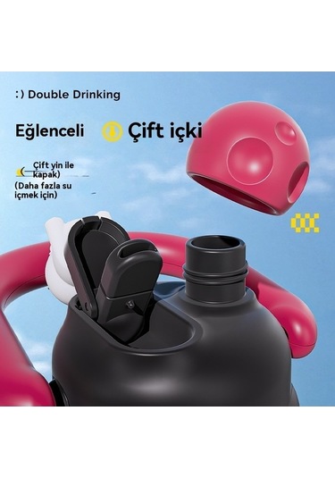 Maoyaya Sevimli Ve Taşın Çiftçecek Büyük Göbek Termos Fincan Beyaz Beyaz