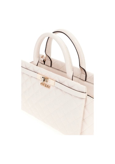 Kadın Kilit Aksesuarlı Kapitone Monogram Desenli El Çantası - Krem Krem