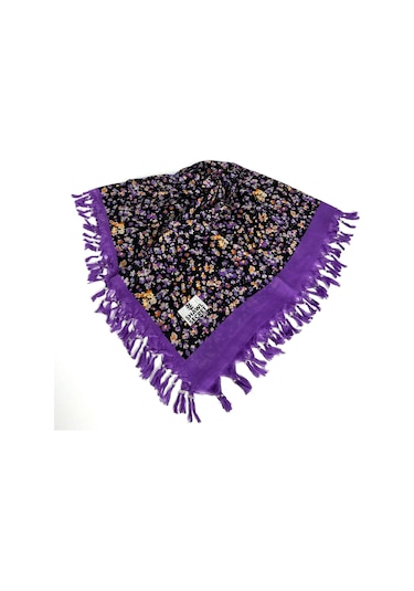 Shawl Secret Sökme Boncuklu Pamuk Yazma - 05868 Mor