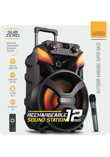 Wr170 12 2 100w Bluetooth Müzik Kutusu 2 Kablosuz Mikrofon & Kumandalı Rgb Işıklar-134533