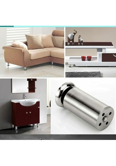 Novahub 4x200mm Paslanmaz Yuvarlak Ayaklar, Kauçuk Paspaslı, Güvenli Sessiz Mutfak Dolabı Ayakları -