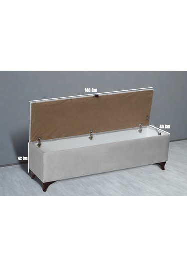 Vetra Sandıklı Bench Puf, Beyaz Beyaz