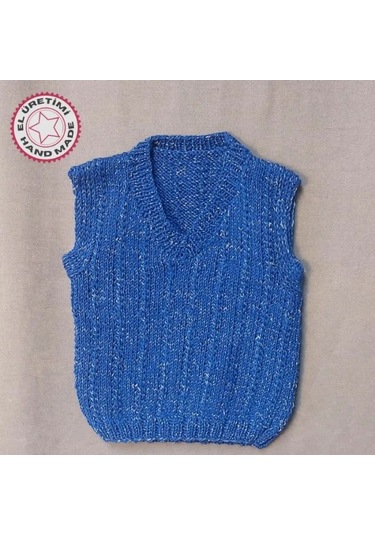 Uretti - Talia 8659 - 8114 El Örgüsü Lacivert Erkek Çocuk Süveter - 2 Yaş Mavi