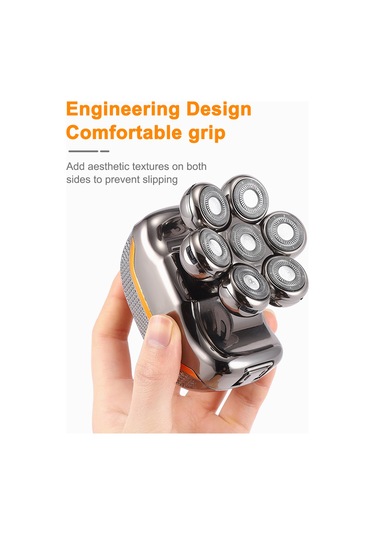 Qingmipy Erkekler İçin 7 Fırçalı Elektrikli Tıraş Makinesi - Tam Gövde Su Geçirmez, Pil Göstergeli, Vücut Bakımı Seti Tıraş, Saç Kesimi, Burun Tüylü, Yüz Temizleme, Masaj - 700mah Li-poly Pil, Silah Rengi Çok Renkli