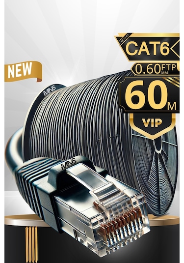 Mn6 M108xf 60 Metre Internet Kablosu/ftp 0.60mm Cat6 Iki Kat Korumalı/iç Dış Mekan/60m Ethernet Kablosu