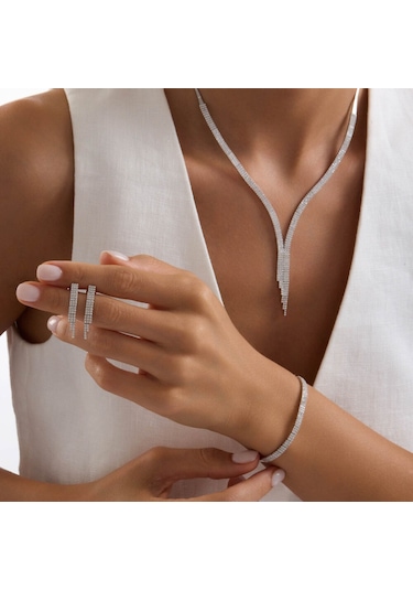 Su Yolu Set Beyaz Altın Üç Sıra T14336