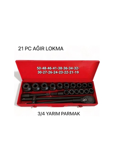 Melzohome 21 Parça Ağır Lokma Takımı 3/4 Yarım Parmak