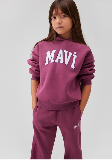 Mavi - Mavi Logo Baskılı Kapüşonlu Mor Sweatshirt 7610035-70651 Mor
