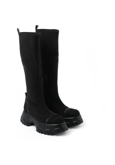 Siyah Streç Çizme Kadın Gtn-5839 John May Sıyah Streç Siyah