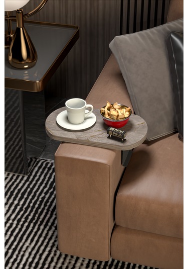 İkili Yan Sehpa Ayarlanabilir Tepsi Oval Dekoratif Gordion