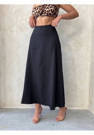 Uzun Astarlı Etek S255043 Siyah