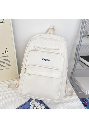 High Quality Shoe Bag Ortaokul Öğrencileri Için Çok Katmanlı Basit Sırt Çantası, Büyük Kapasiteli Sırt Çantası, Lise Öğrencileri Ve Üniversite Öğrencileri Için Nötr Sırt Çantası Beyaz