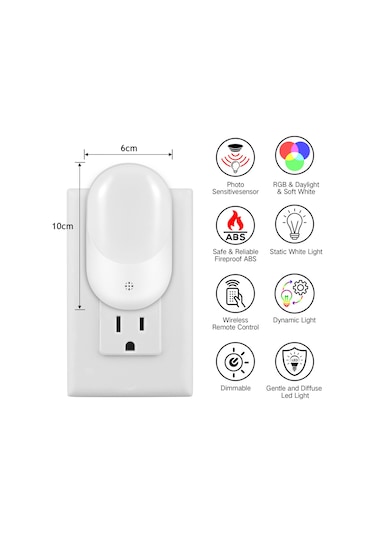 Maiyame Led Akıllı Ambiyans Lambası, Rgb Kumandalı 16 Renk, 10 Seviye Parlaklık, 0.9w, Avrupa Standartı Fişi Diğer