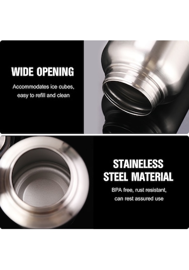 Tomshoo H8315ss-bh+h8-1050ml Paslanmaz Çelik Su Şişesi Sızdırmaz Gümüş