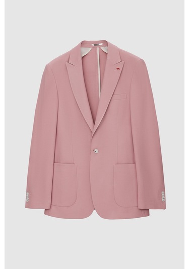 Twn Slim Fit Gül Kurusu Armürlü Uçan Blazer Kumaş Ceket 4ef04zb024092 Gül Kurusu