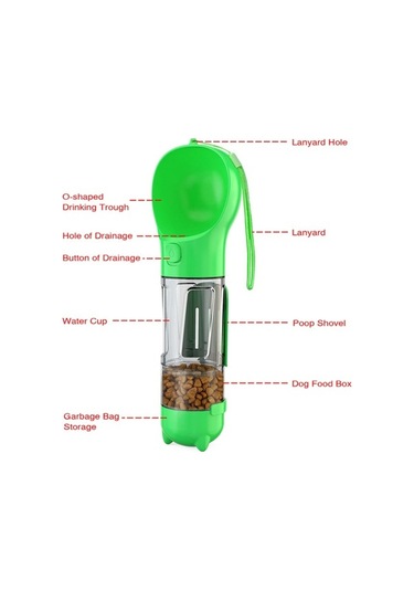 Pazly Yürüyüş Köpek Su Şişesi, Taşınabilir Evcil Hayvan Seyahat Seti, 300ml, Multifonksiyonel Su Bardağı, Yiyecek Kutusu, Kaka Küreği