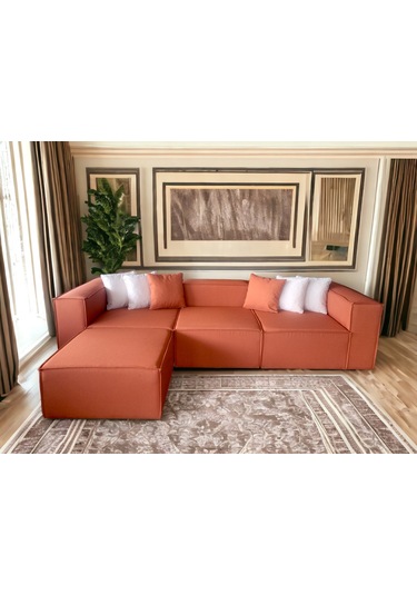 Nova 4 Modül Modüler L Köşe Koltuk Takımı Kiremit