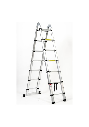Cardilife 220cm+220 Cm 7+7 Basamaklı A Tipi Açılır Teleskopik Alüminyum Merdiven 7+7