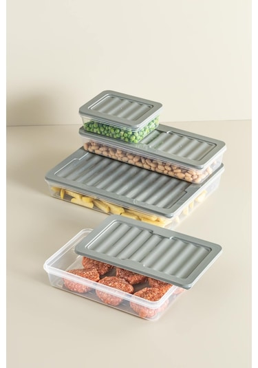 Ny Home 9 Lu Set Freshbox Mikrodalga Ve Difrize Uygun Saklama Kabı Gri