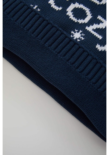 DeFacto Erkek Bebek Bisiklet Yaka Yılbaşı Temalı Triko Kazak C8871A524WNIN195 İndigo