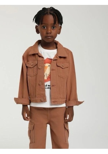 Erkek Çocuk Cepli Gömlek Ceket-15599 Kahverengi