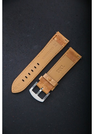 Hakiki Deri 24mm Akıllı Pimli Saat Kordonu Açık Kahverengi