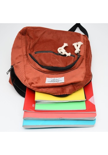 Kadın Kadife Sırt Çantası Turuncu
