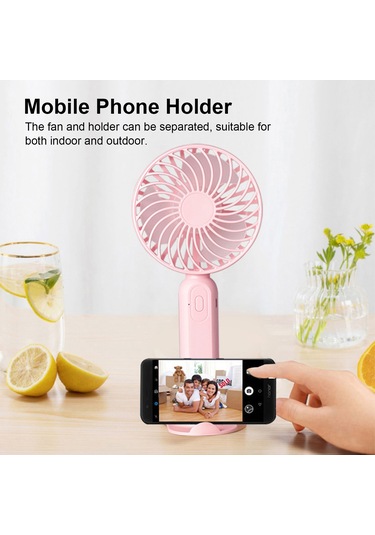 Ranyeek Usb Şarjlı Elden Mini Fan, 3 Hız Ayarı, Telefon Tutucu, Taşınabilir Outdoor Fan, Siyah Pil Yok