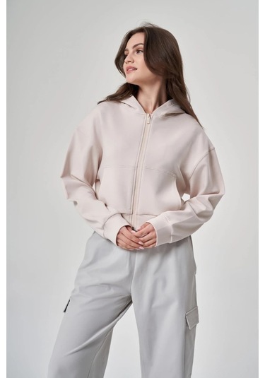 Exuma Kadın Fermuarlı Kum Rengi Sweatshirt 1529109-kum Kum