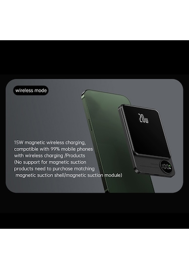 Yifomall 10000mah Metal Ultra İnce Magsafe Mıknatıslı Power Bank - Pd20w Çift Yönlü Hızlı Şarj, Akıllı Led Ekranlı, Gri
